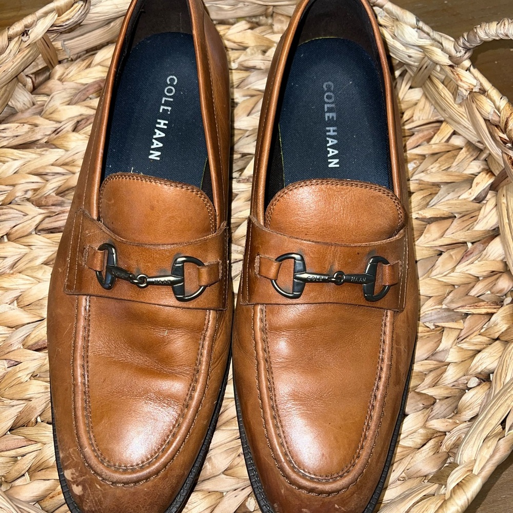 Cole Haan Brown Leather Loafers with Horsebit Detail